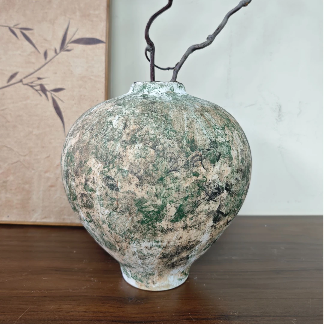 【老孙头】专属景德镇陶瓷花瓶诧寂斑驳田园风高度切花29口径5