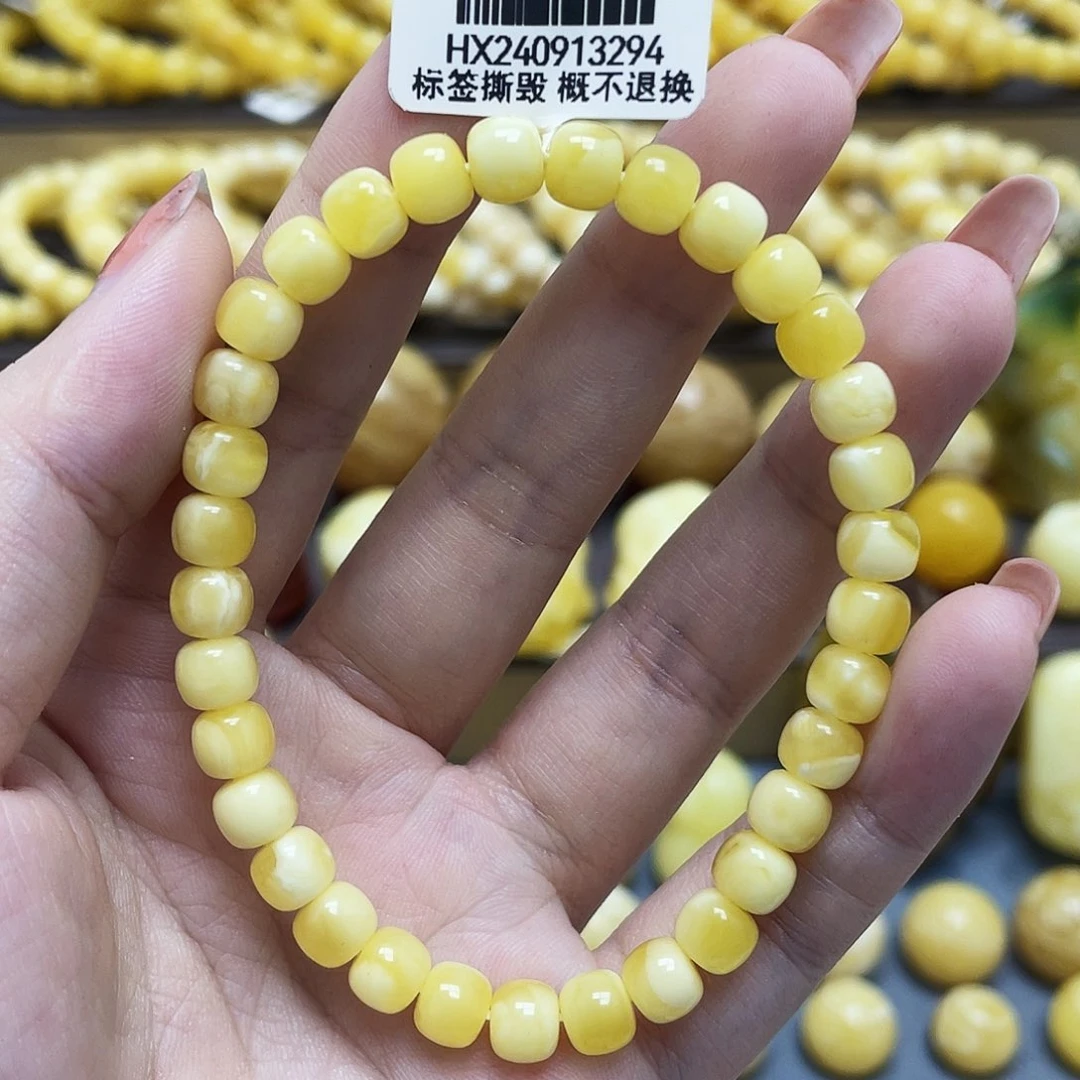 未镶嵌琥珀裸石6.6*5.6mm老型手串微瑕