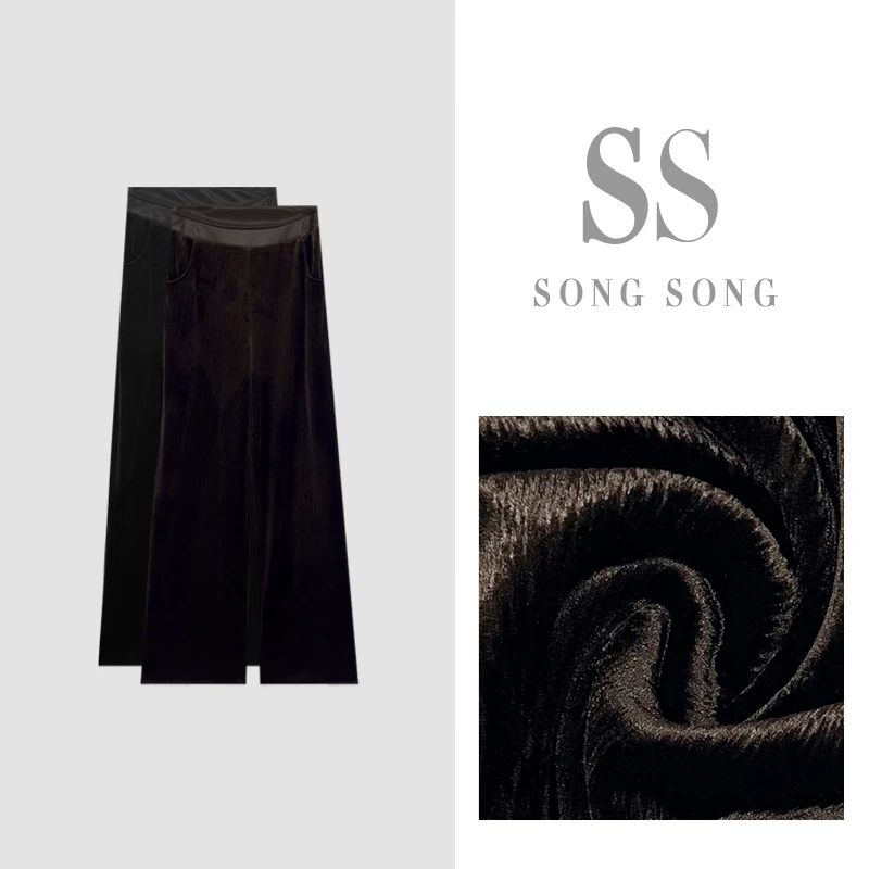 SONG-原创【绒韵舒垂】冬季加厚抓绒高腰丝绒休闲显瘦百搭长裤