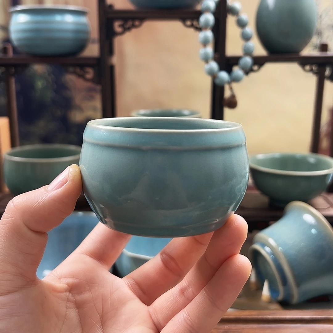 仿古青绿釉水鼓杯福利