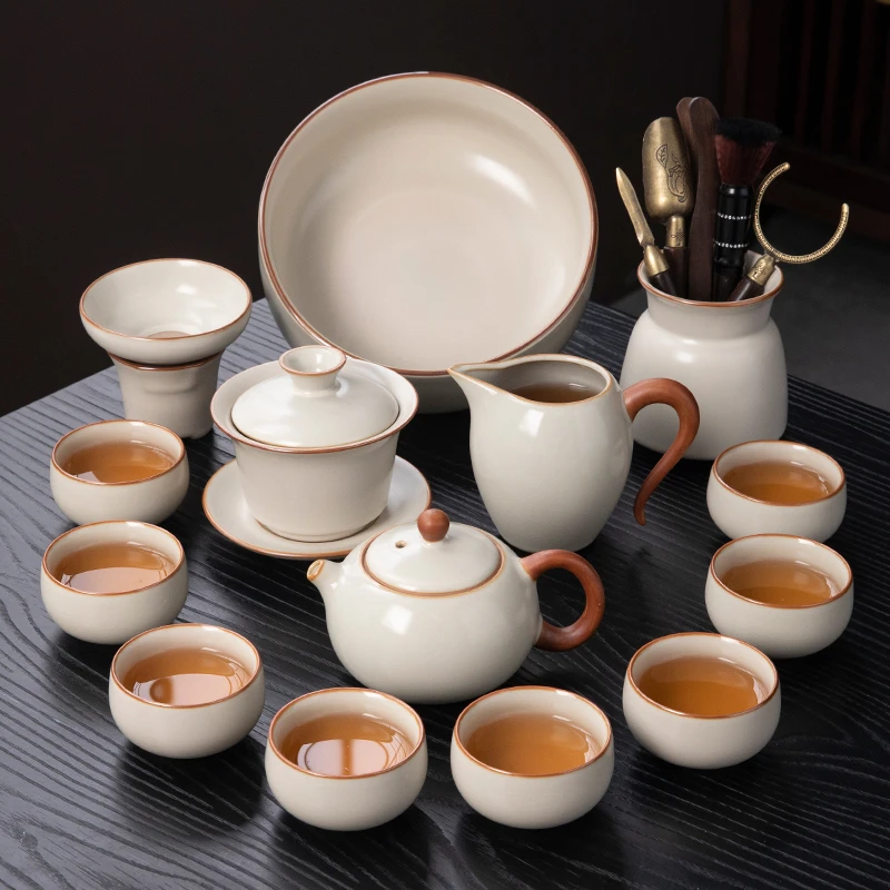 白瓷轻奢茶壶茶具全套高档中式家用茶具套装陶瓷盖碗茶杯泡茶壶