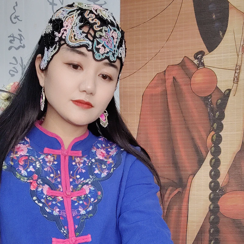 扶茶-原创设计-民族风老绣发箍帽296