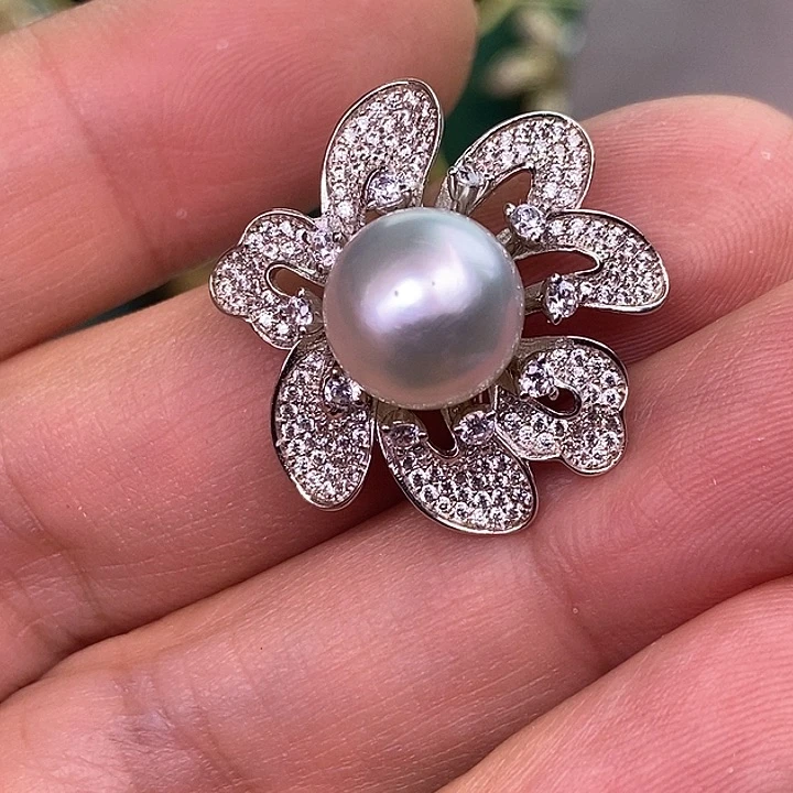 银S925镶嵌戒指海水珍珠