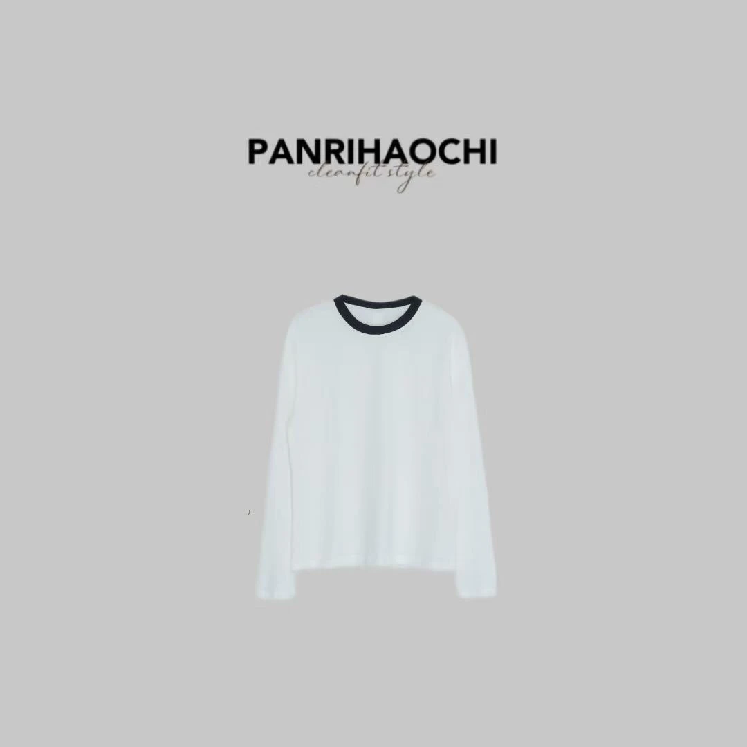 白色圆领净版长袖