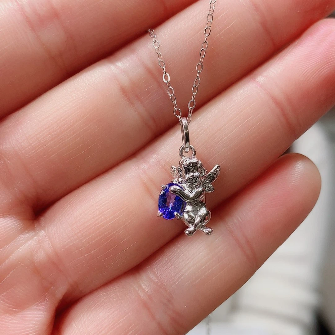 坦桑石颈饰银S925镶嵌