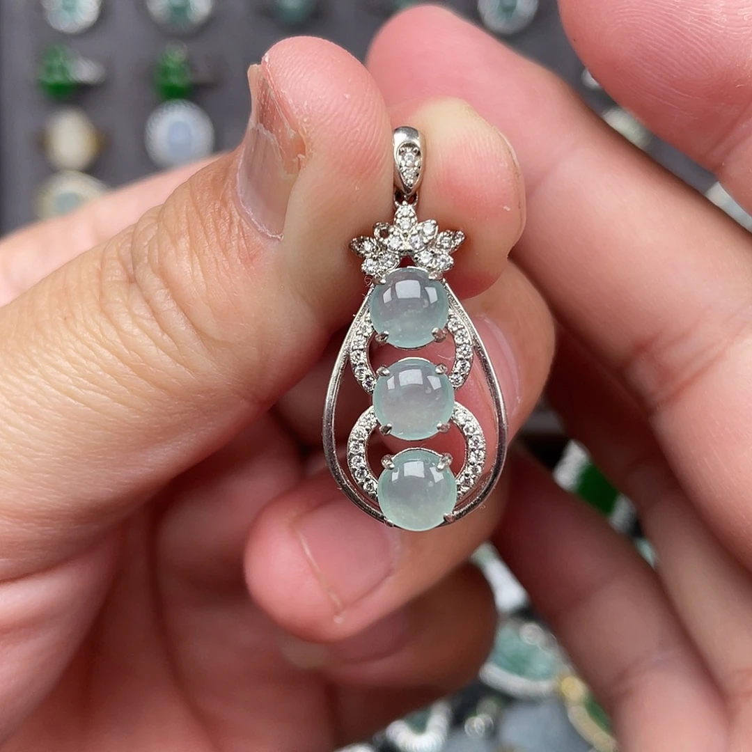 翡翠银S925镶嵌颈饰