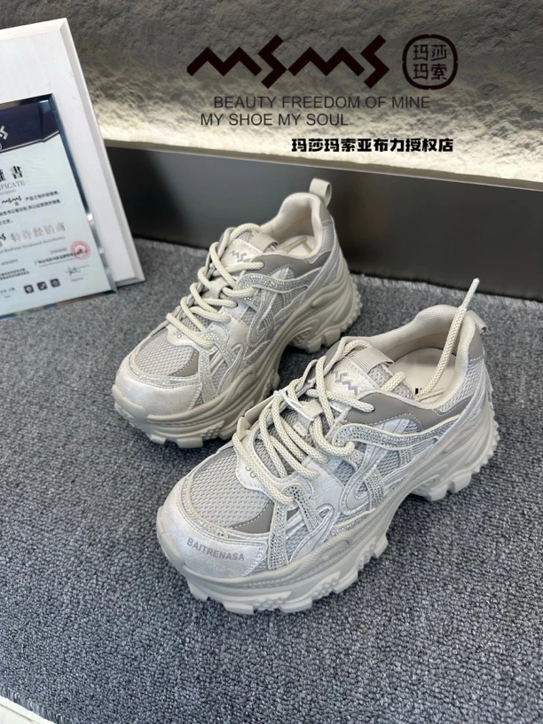 玛索玛索28-392秋季新款女士系带厚底老爹鞋