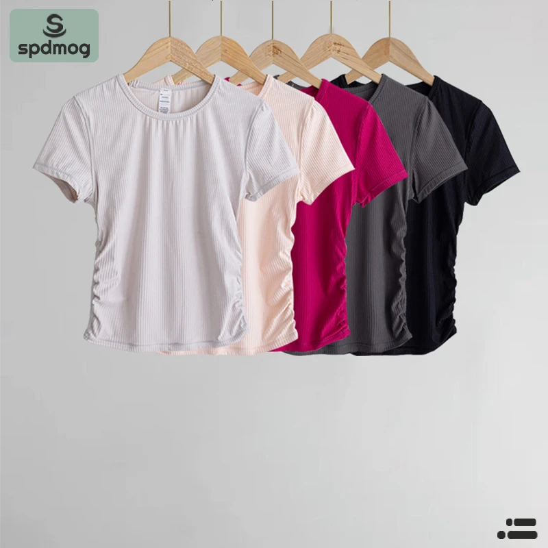 SPDMOG瑜伽服女2025新款专业普拉提训练服运动健身上衣速干短袖t
