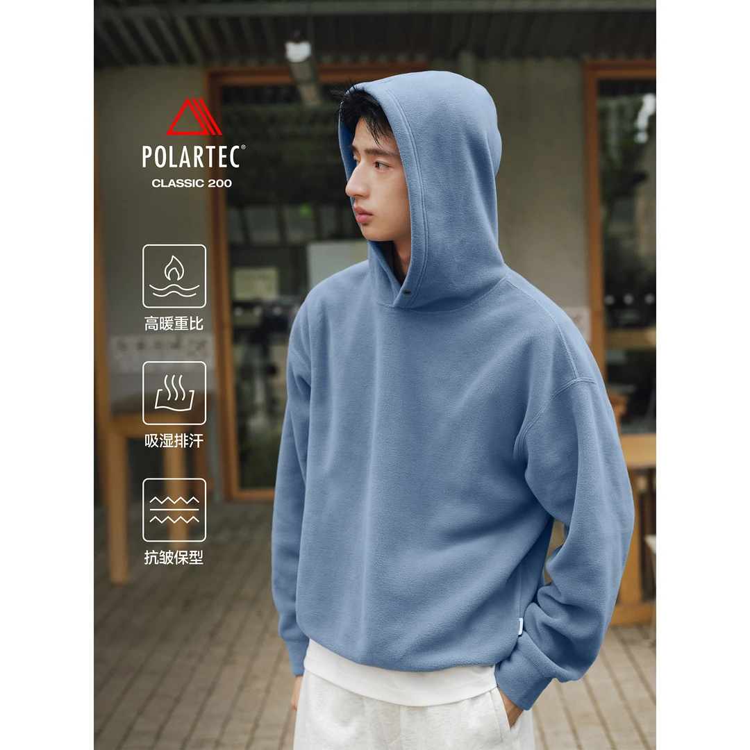 Restick【Polartec C200】摇粒绒抓绒保暖连帽卫衣帽衫 短宽廓形