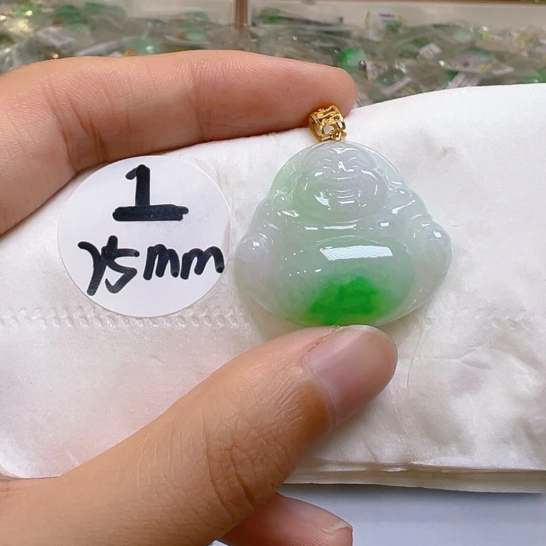 翡翠18K金镶嵌吊坠(不含链)翡翠