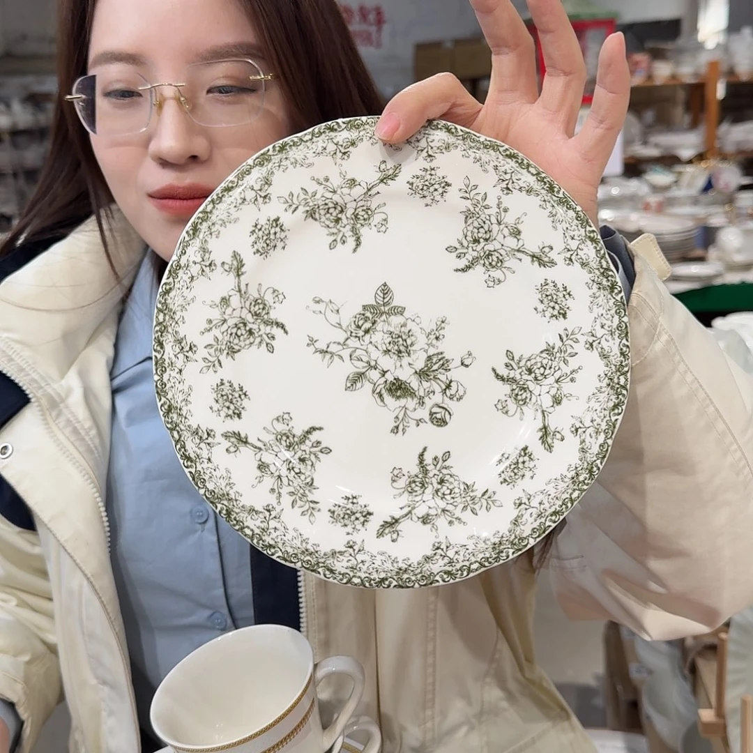 瓷骨瓷骨瓷8英寸20cm平盘一只外贸尾单
