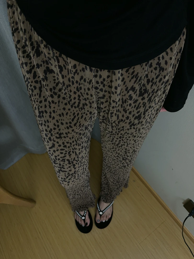 no退【金酉钱】夏季 豹纹压褶凉凉裤