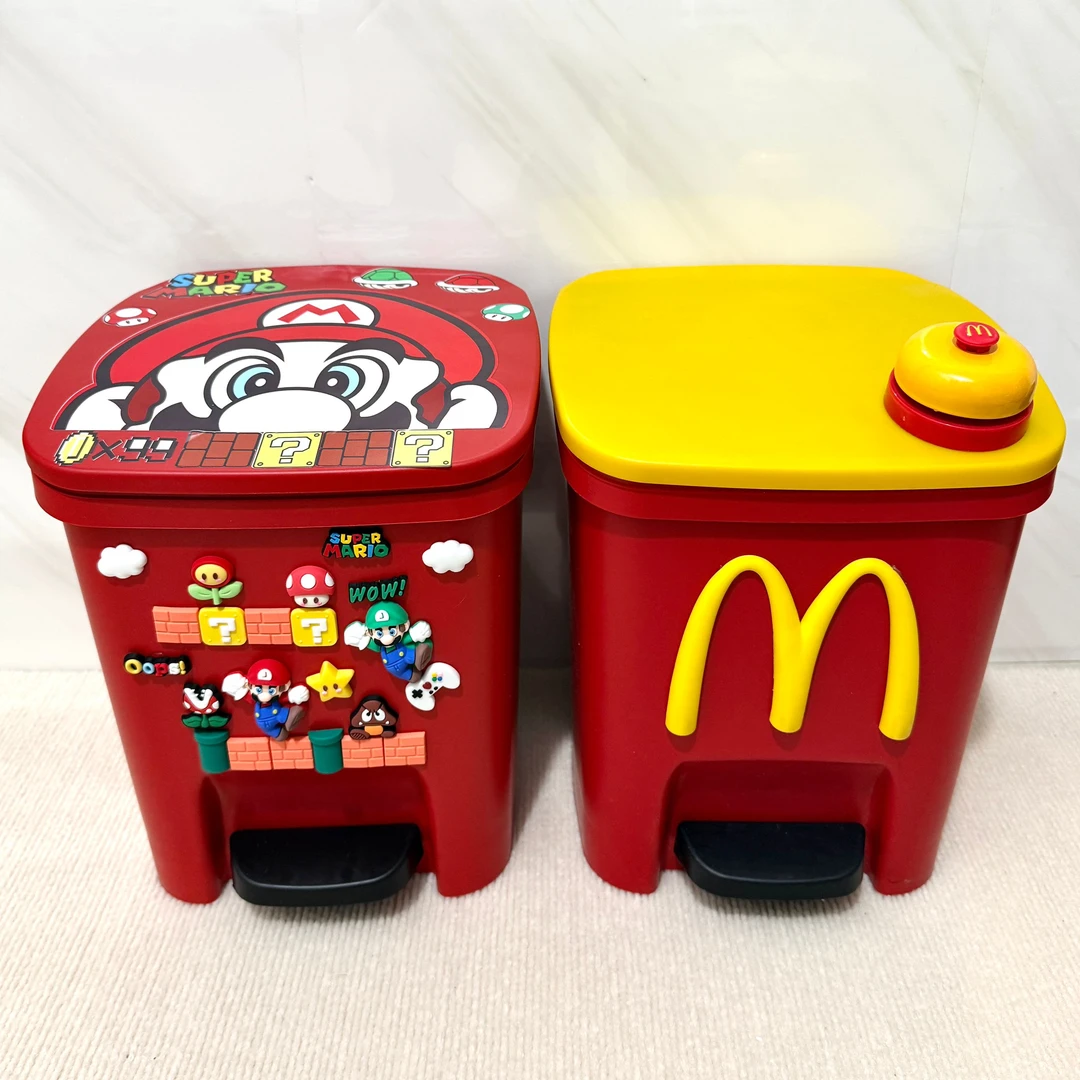 新款马里奥垃圾桶家用卧室客厅卫生间带盖大容量脚踏式创意高颜值