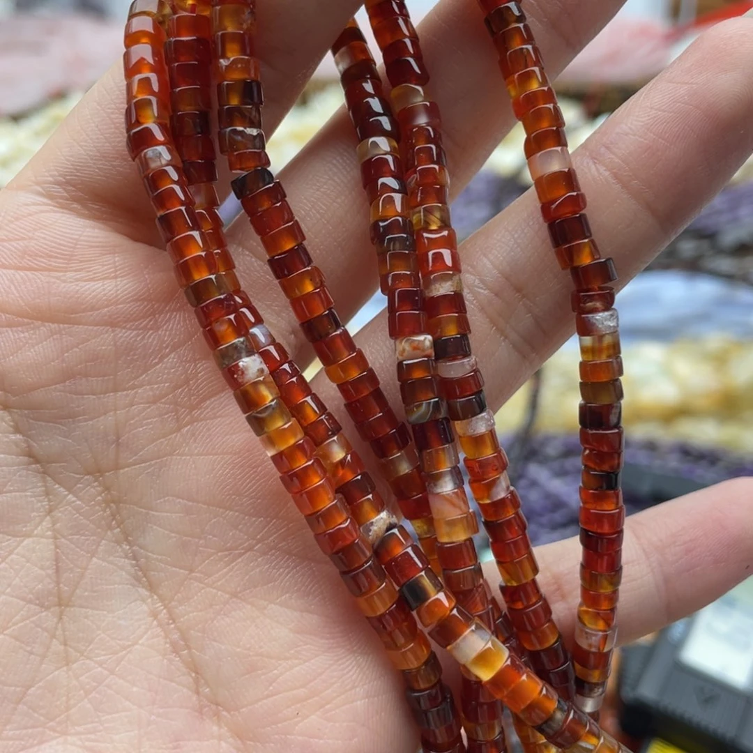 玛瑙/玉髓合金珠宝半成品一条装卡4红玛瑙直切隔片