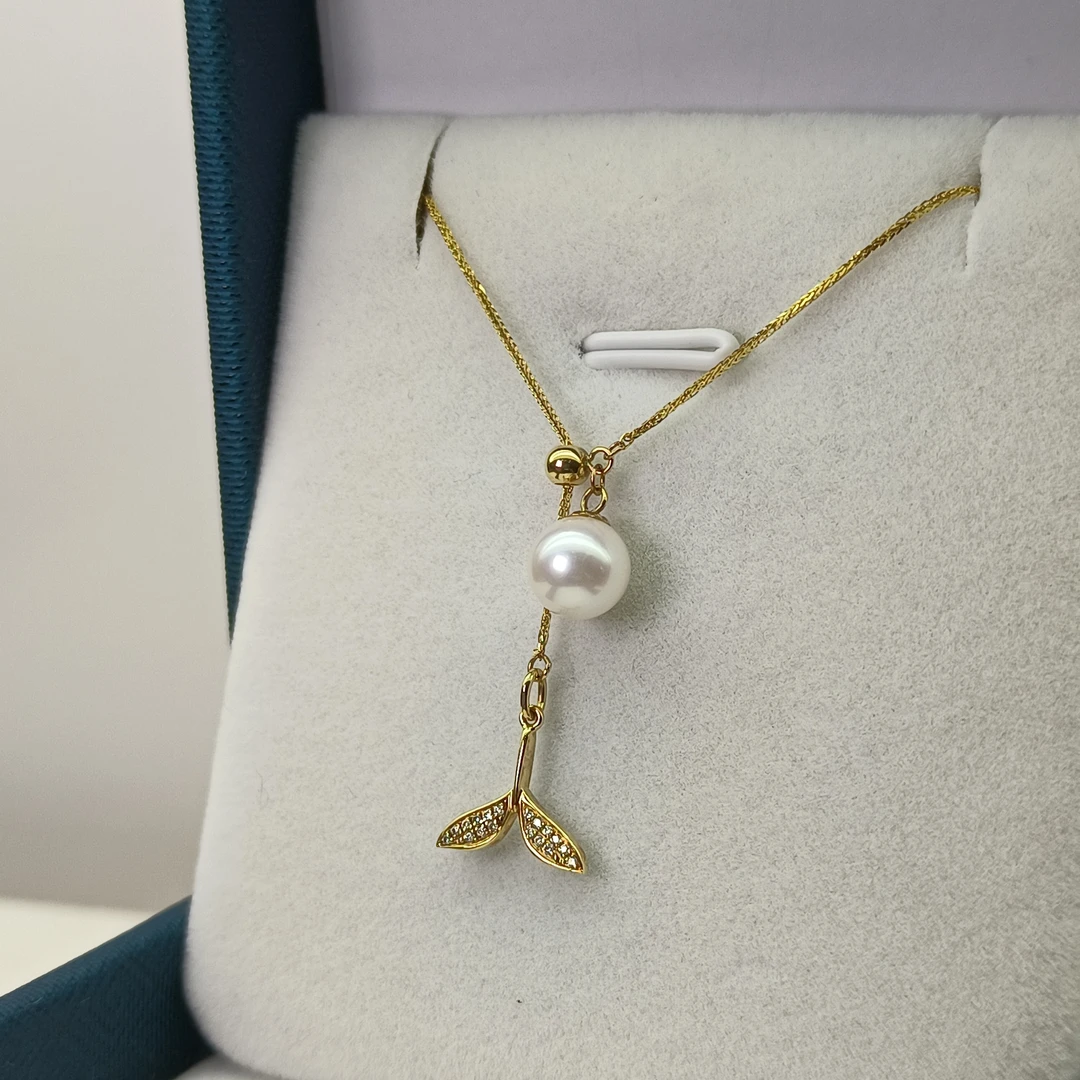 【瑞米珍珠】海水Akoya珍珠鱼尾款18k项链6-7mm