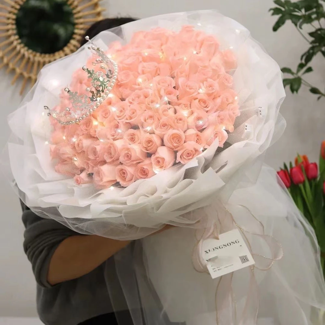 【为爱倾心】生日鲜花女士99朵粉色玫瑰花束生日表白鲜花生日礼物送女友爱人花店送花上门