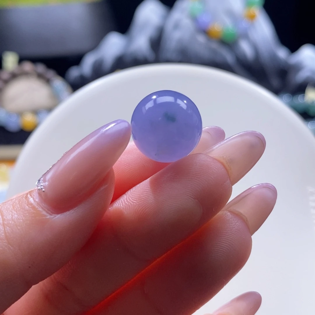颈饰未镶嵌翡翠翡翠浓蓝紫飘花珠