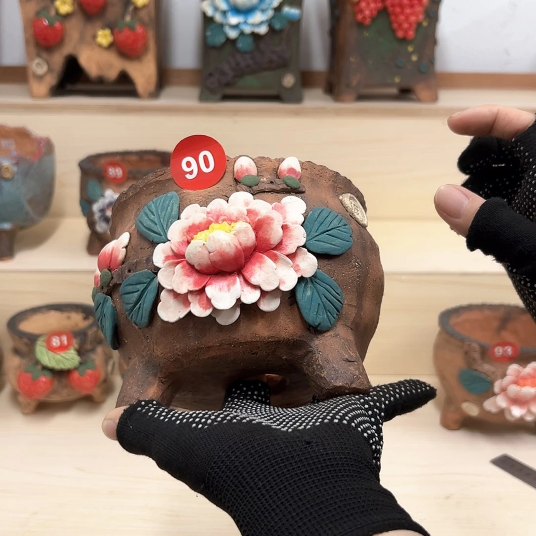 紫砂花盆90号内口12.5×12.5外高12