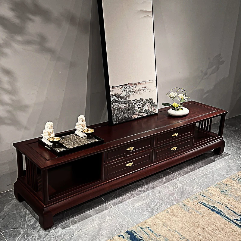 新中式电视柜四抽全实木地柜影视柜矮柜客厅置物柜古典电视机柜