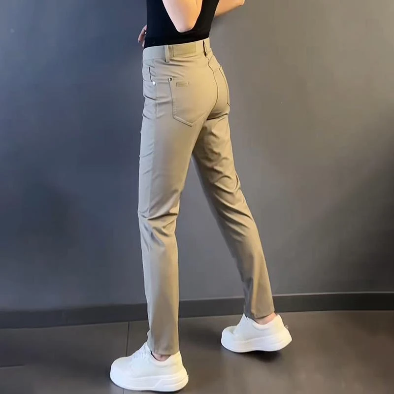 男士夏季薄款2025新款时尚舒适透气高级感直筒休闲百搭舒适长裤子