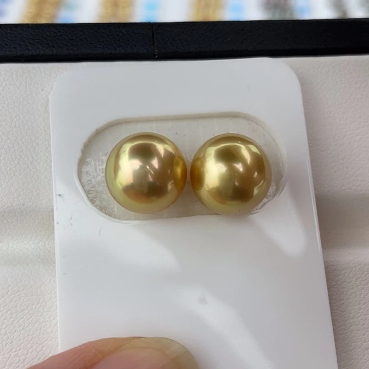 未镶嵌海水珍珠裸珠10.5mm正圆炫彩浓茶金小极光对珠