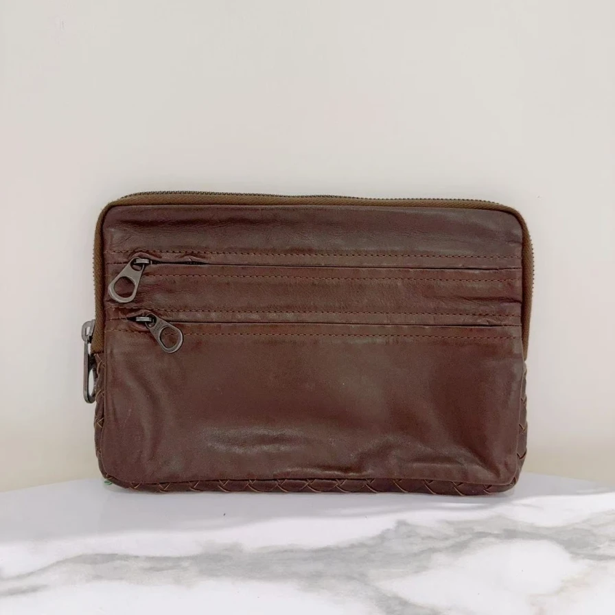 95新 BOTTEGA VENETA/葆蝶家   棕色手拿包 1348 5523