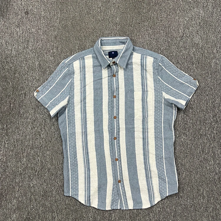 针织格纹男士短袖外套休闲夏季复古翻领运动帅气男士短袖外套