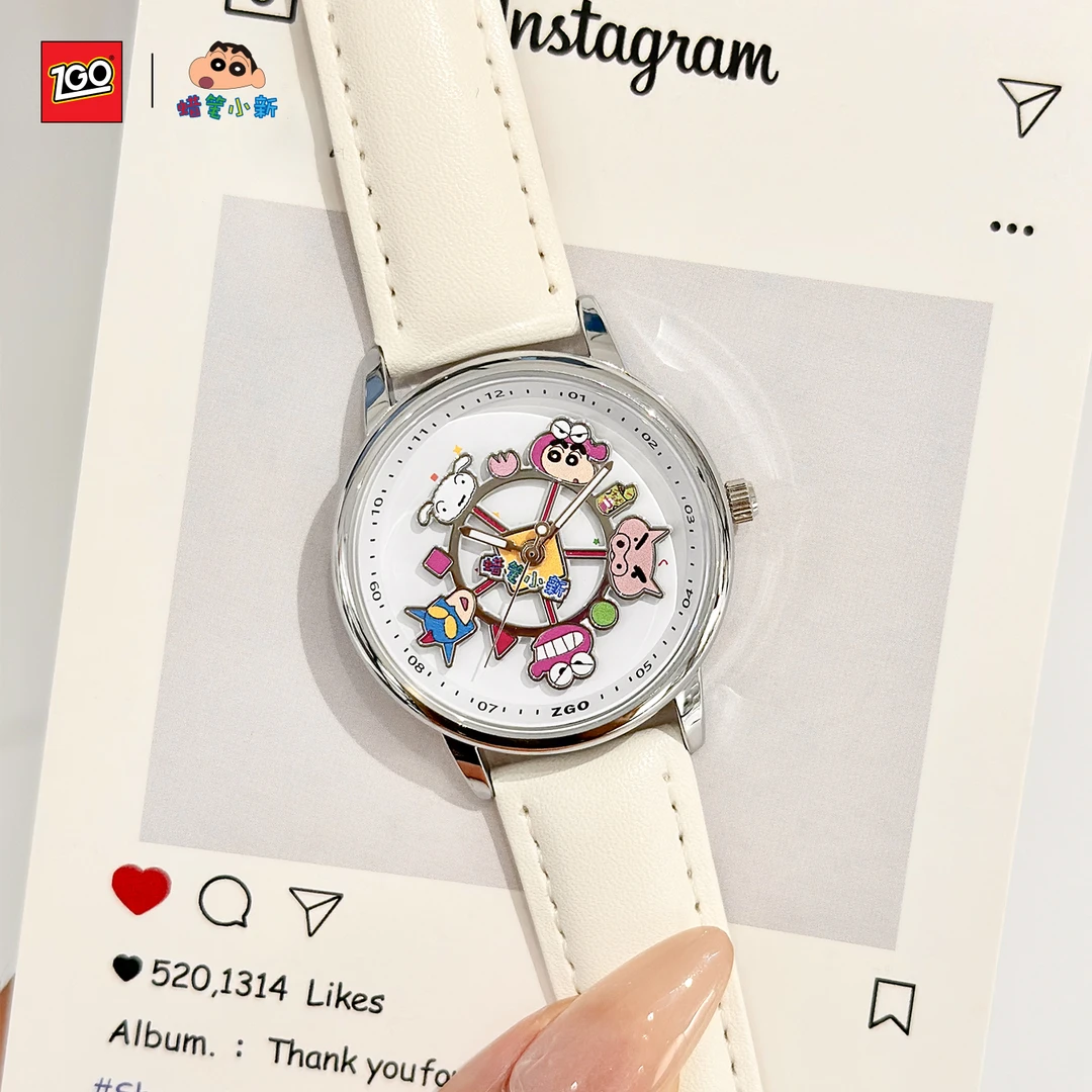 【双11好物】正港X蜡笔小新联名手表女初高中学生旋转木马女表
