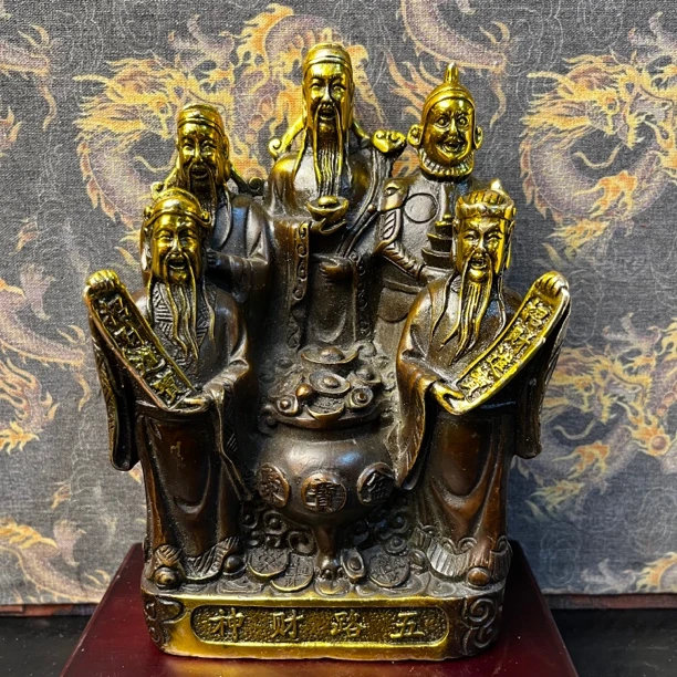【闪购链接】铜点金五路财神摆件