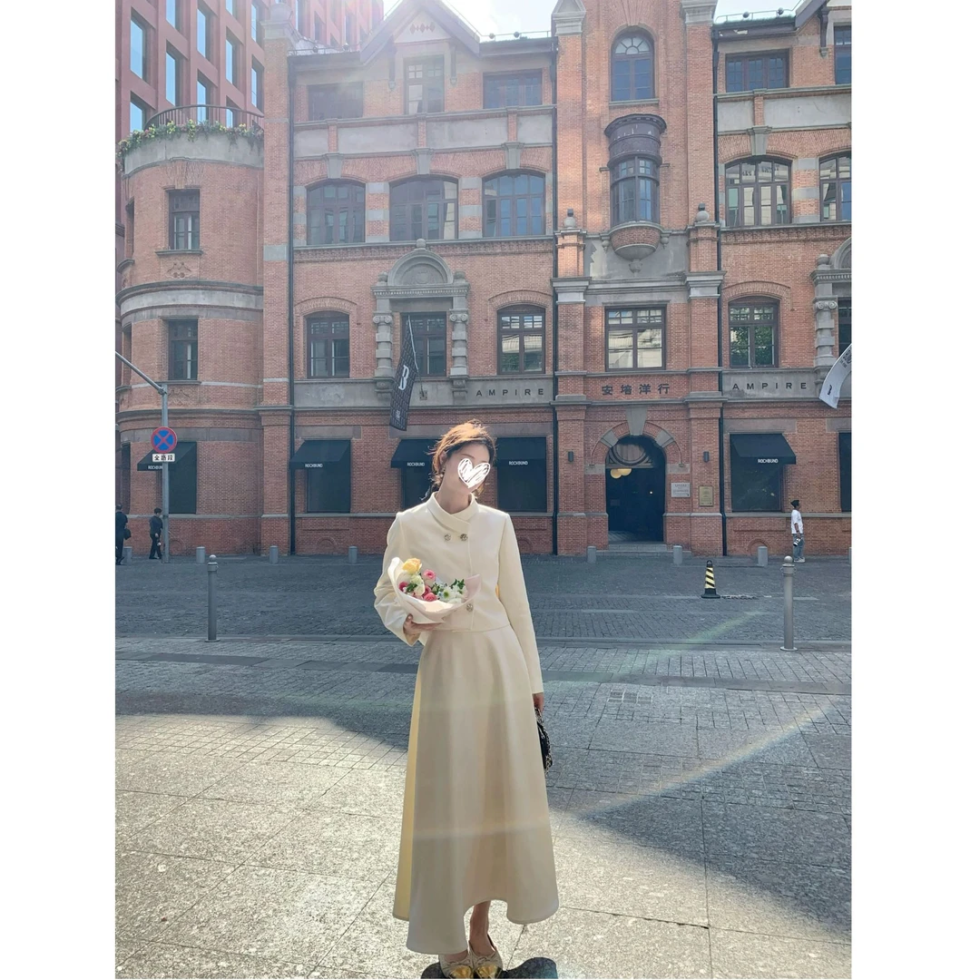 逆光千金 贵气露思小外套赫本风伞裙显气质名媛两件套装D833