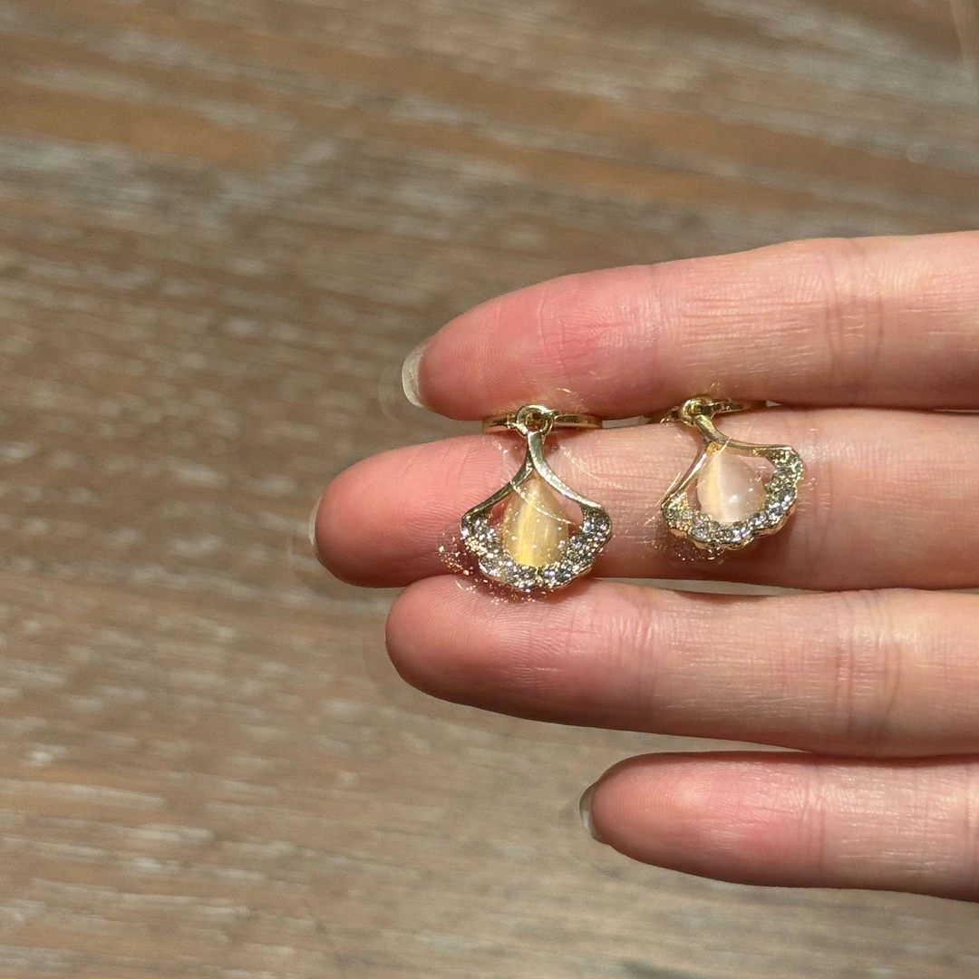 925银耳饰 粉贝喵喵草轻奢耳钉养耳洞女高级感耳环精致【634】耳饰