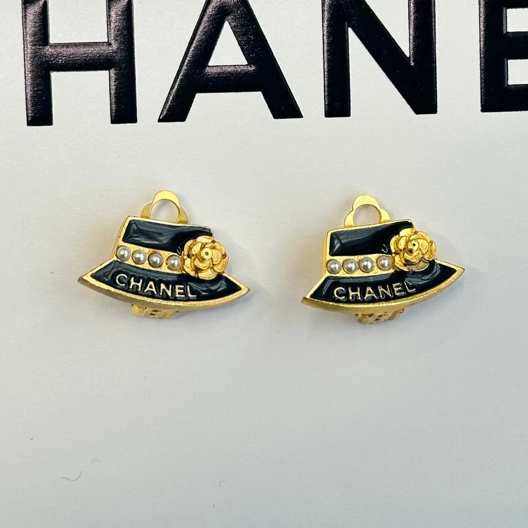 95新 Chanel/香奈儿 Chanel vintage香奈儿中古草帽耳夹