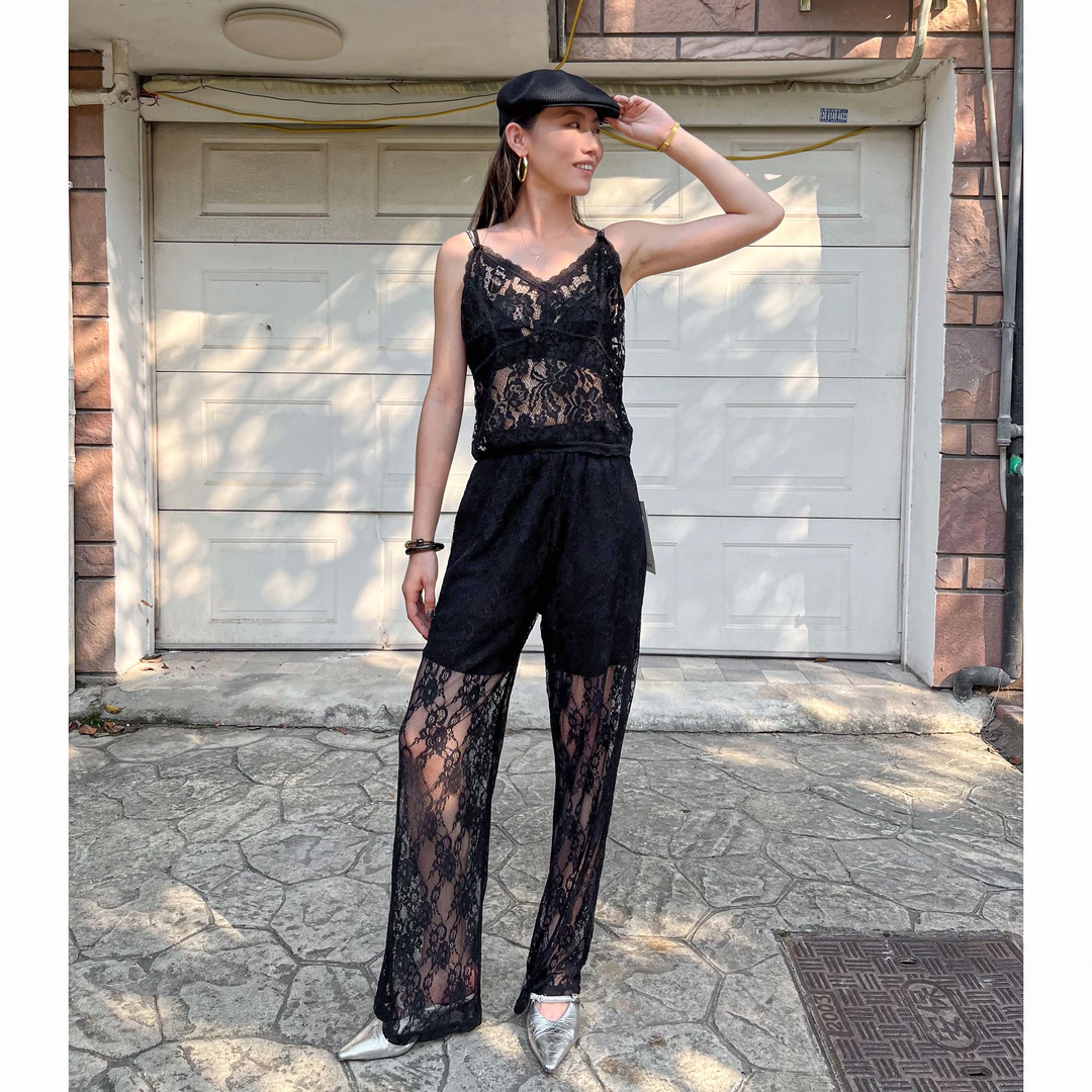 夏季法式时尚蕾丝长裤休闲裤