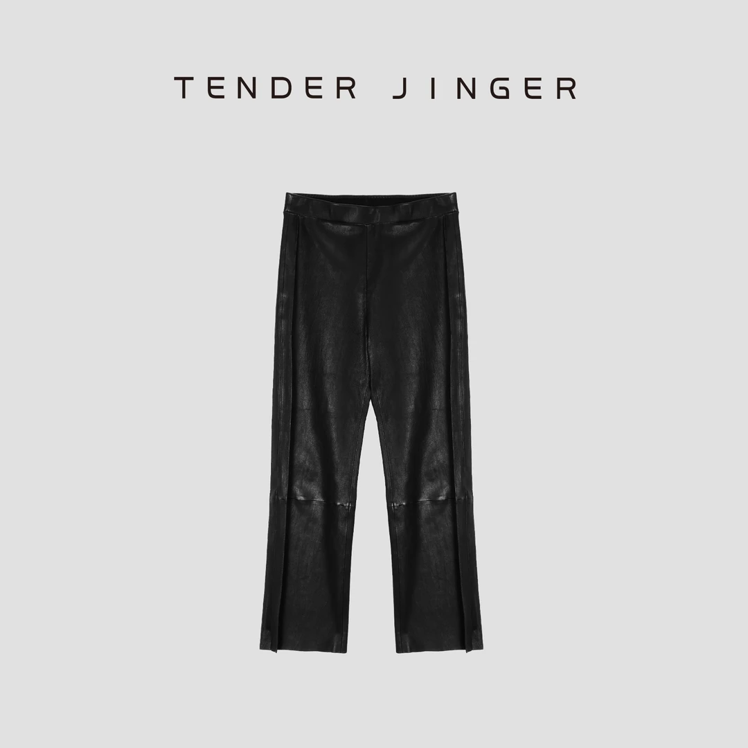 Tender Jinger｜线下专供 轻奢直筒高弹绵羊皮裤T53KUF41171