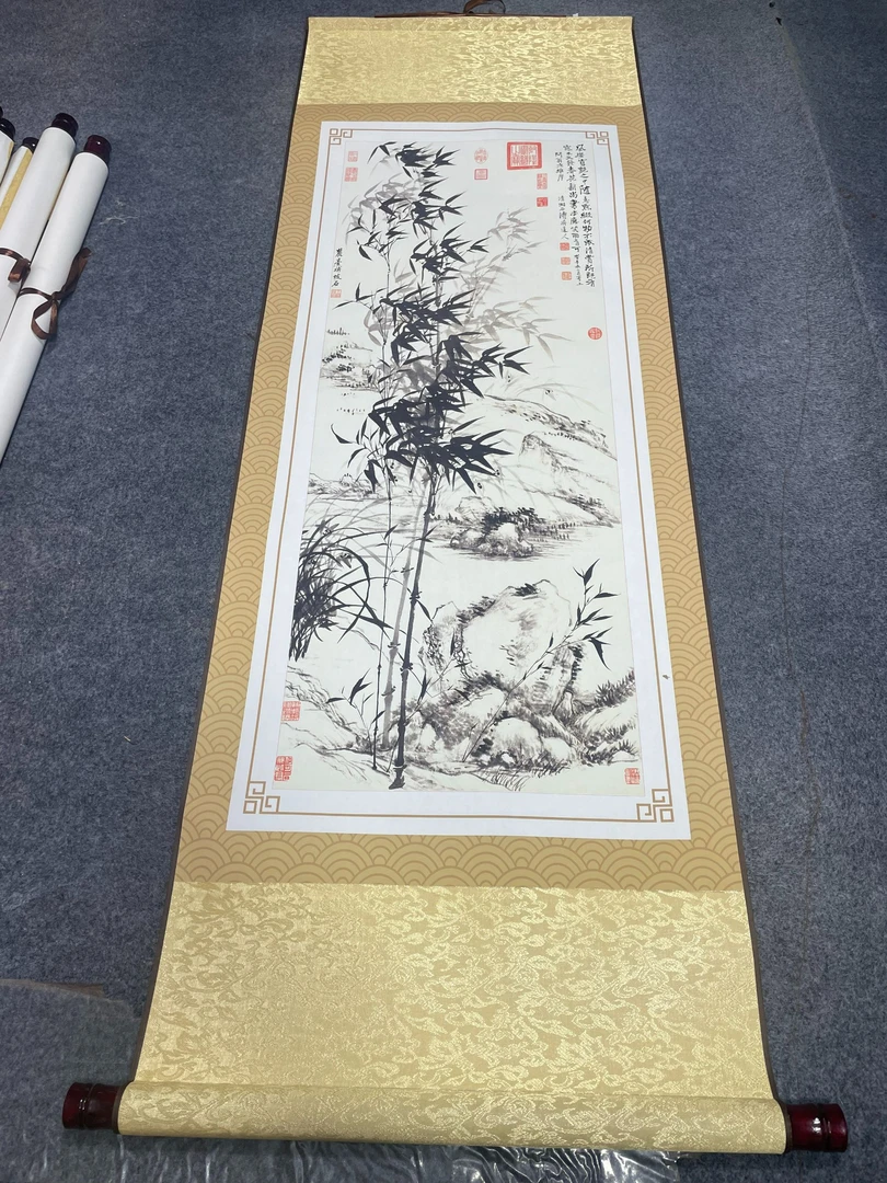 《兰花竹石图》 宽45高140 国画9.20