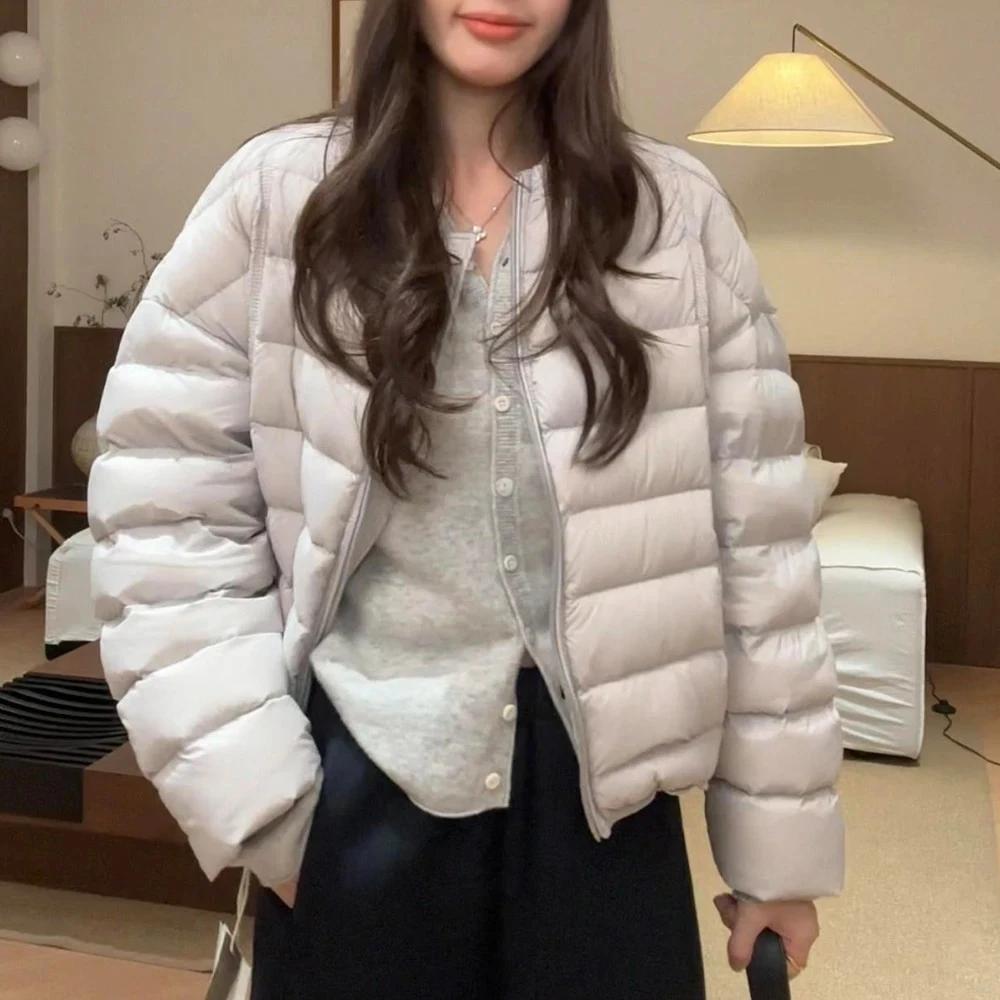 2025冬季新款时尚小个子短款面包服慵懒感韩系棉袄圆领保暖外套女