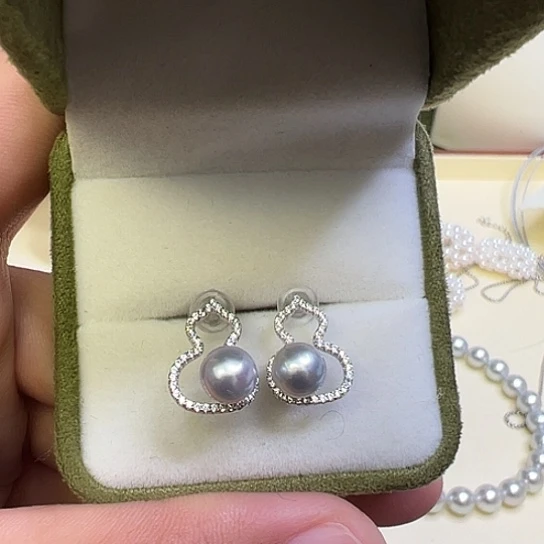 耳饰海水珍珠银S925镶嵌
