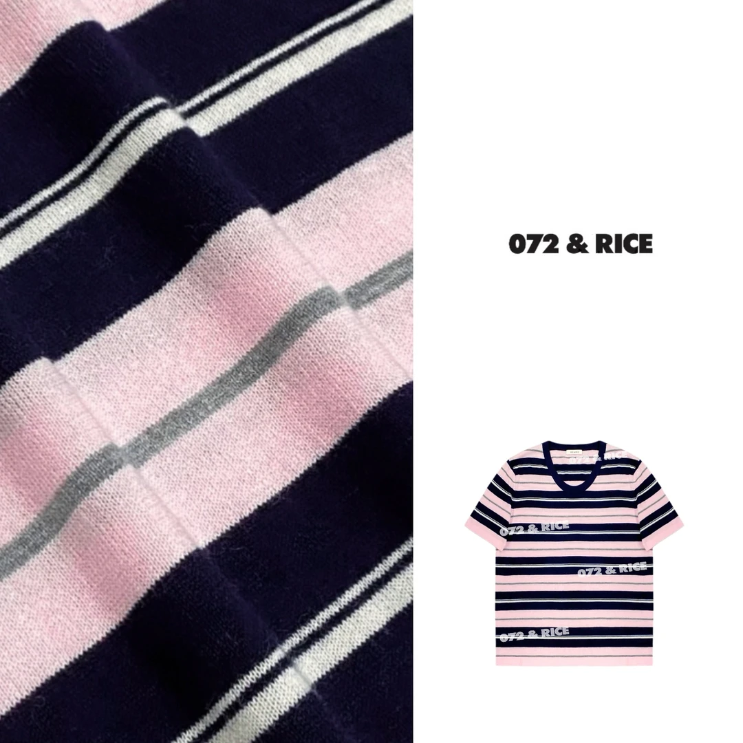 072 & RICE【粉条2.0】绵羊毛 夏季休闲圆领短袖针织衫 32LE013