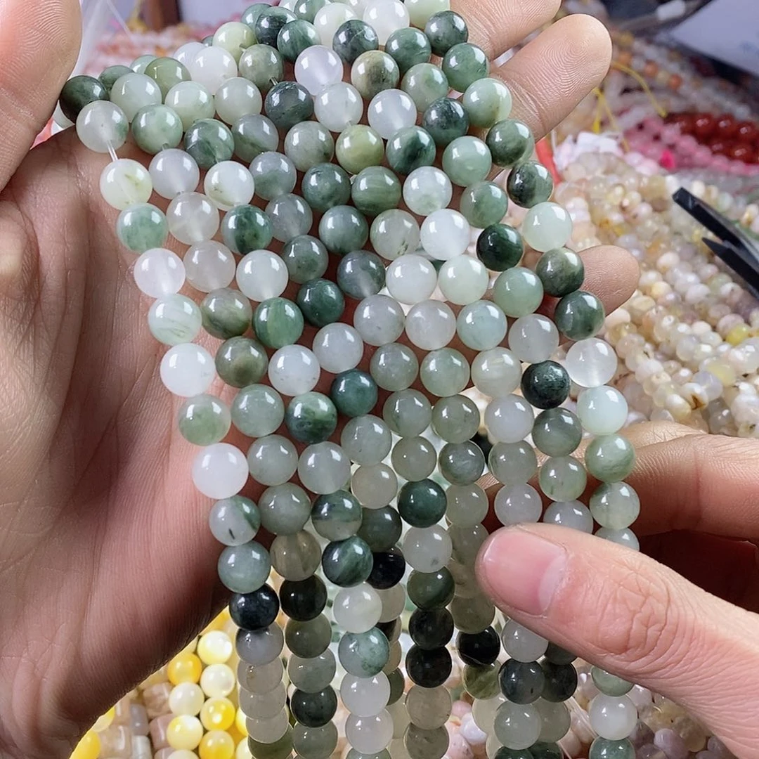 玛瑙/玉髓珠宝半成品合金一条天然8mm天山翠圆珠