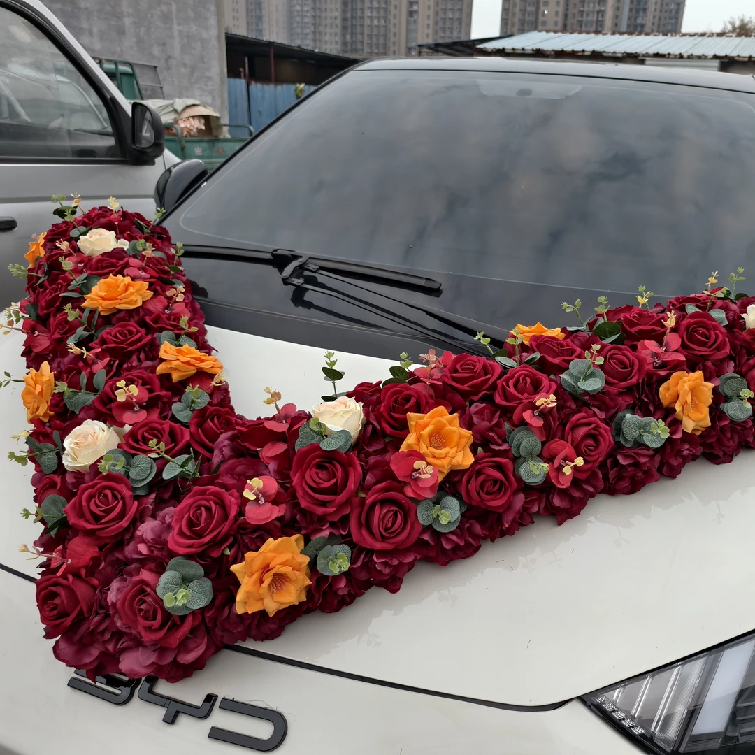 婚车主婚装饰吸盘式车头仿真花车队婚礼装饰品