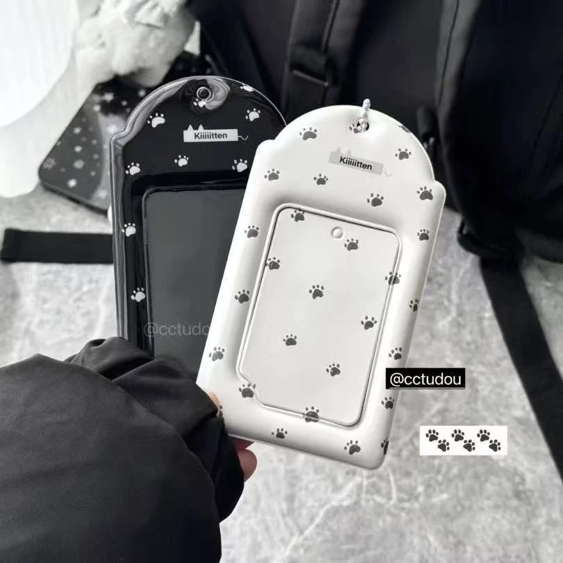 ins韩系PVC卡套猫咪爪印卡套可爱寸小卡证件收纳保护套展示立得s