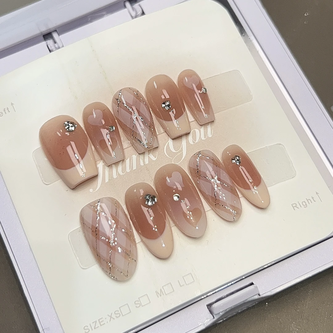 新疆包邮纯手工穿戴甲小甜心现拍现做可定制甲型尺码