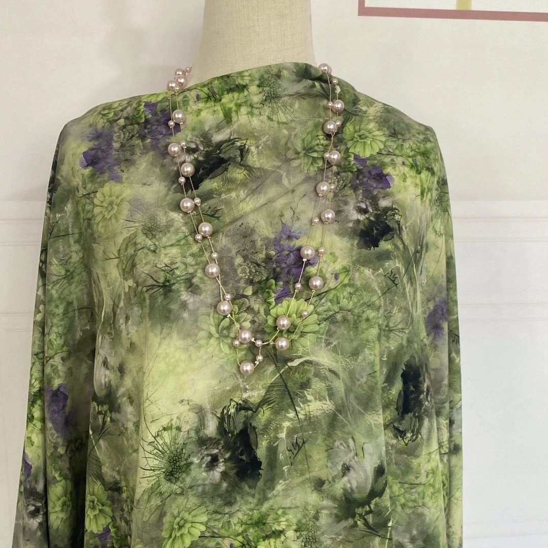 水墨江南旗袍优雅国风连衣裙高端棉绸布料睡衣居家服套装面料
