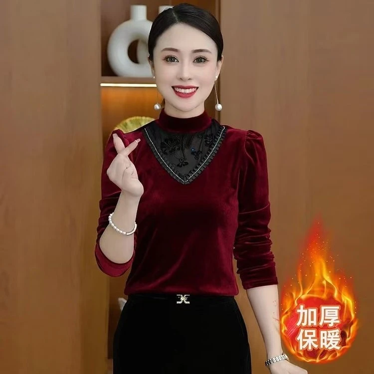 【衣雅严选】8174-2730#新款加绒加厚重磅植绒保暖半高领打底衫