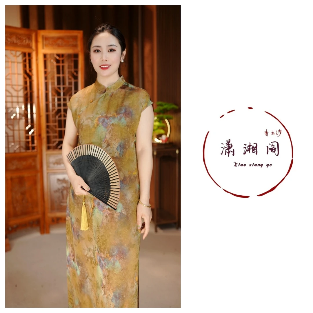 【榜上有名】桑蚕丝香云纱旗袍领高品质连衣裙夏季