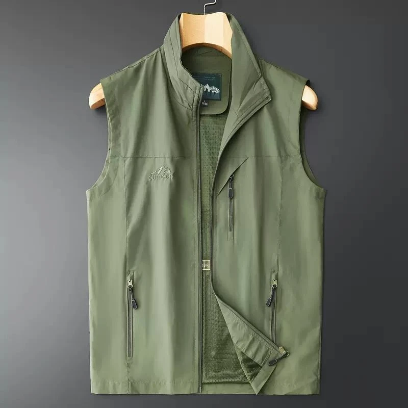 新款大码背心工装男夏季薄款无袖坎肩休闲马夹外套男多口袋马甲