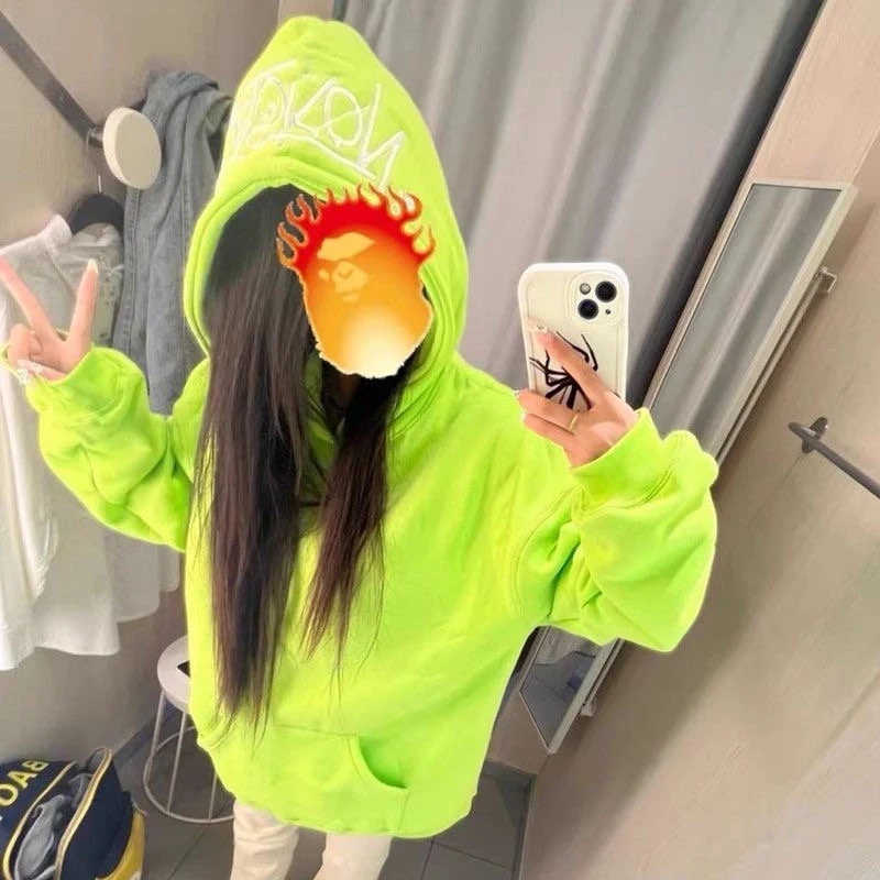 洋气减龄字母刺绣连帽卫衣女秋冬季小众加绒加厚宽松学生外套上衣