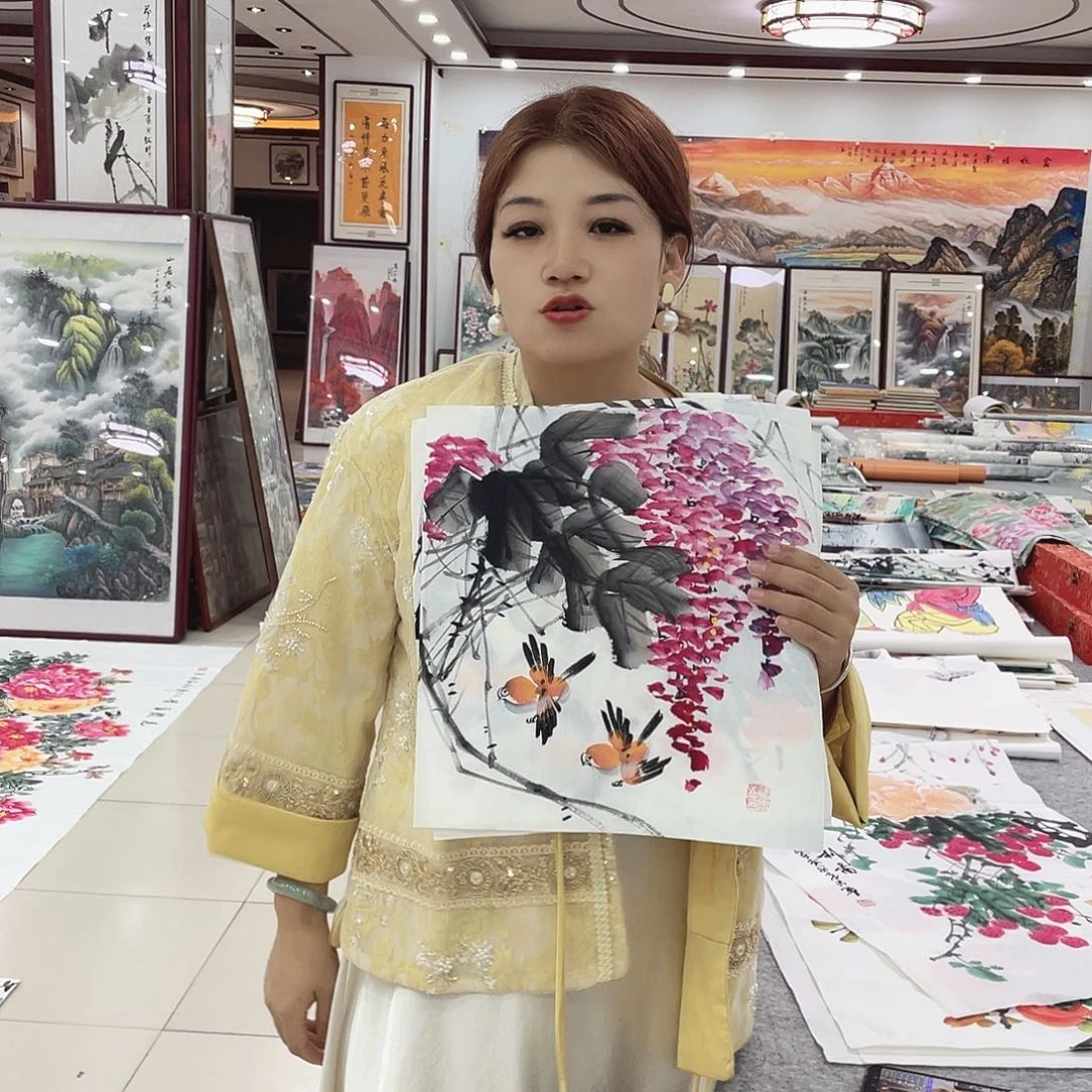 国画纯手绘山水花鸟