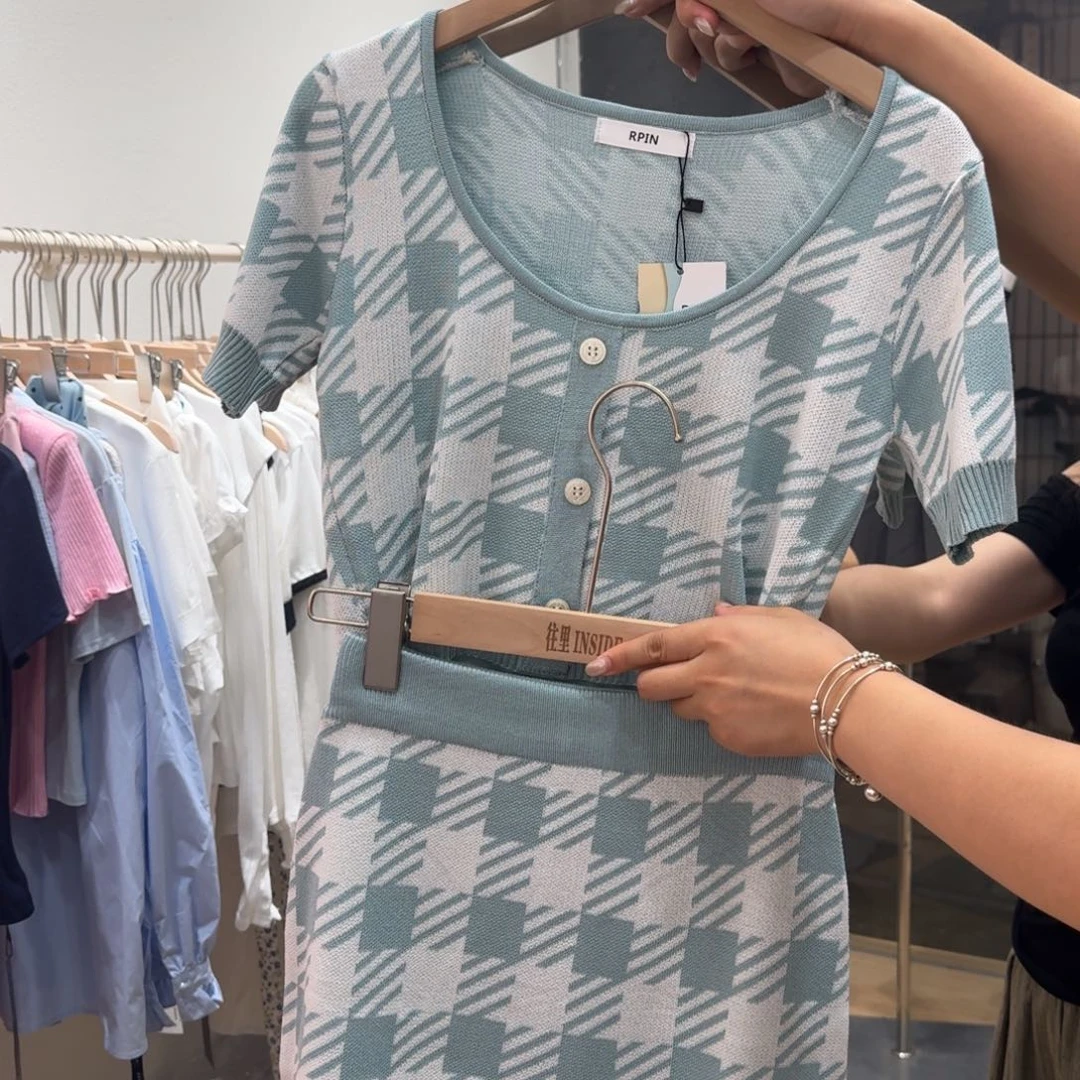 棉格子针织套装110斤内