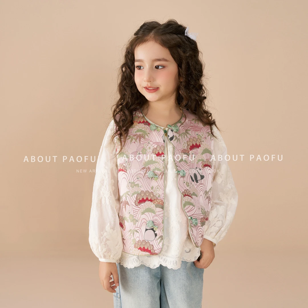 【熊猫竹影】泡芙定制 新款儿童中国风新中式马甲 DY1250231
